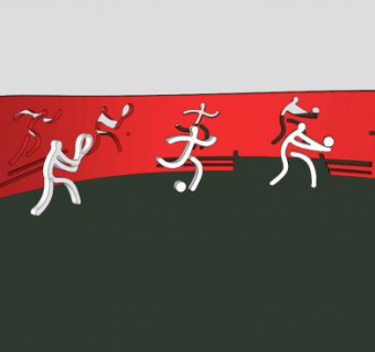 简单的运动红白雕塑SU模型下载_sketchup草图大师SKP模型