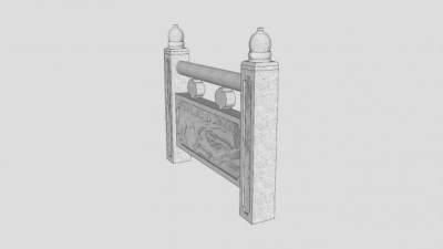 石雕栏杆花岗岩围栏SU模型下载_sketchup草图大师SKP模型