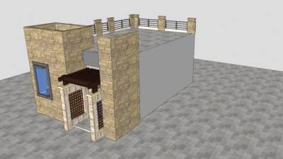 公园小商店厕所公共厕所SU模型下载_sketchup草图大师SKP模型