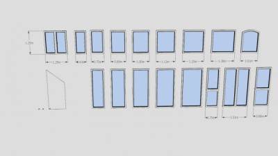 门窗铝合金大门SU模型下载_sketchup草图大师SKP模型