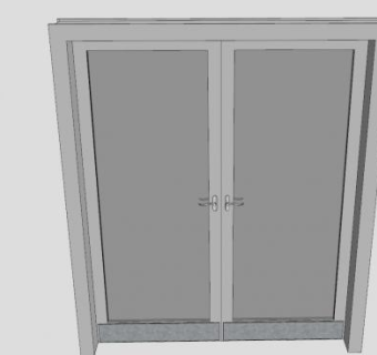 铝合金边框双开玻璃门SU模型下载_sketchup草图大师SKP模型