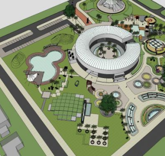 广场公园休闲建筑规划SU模型