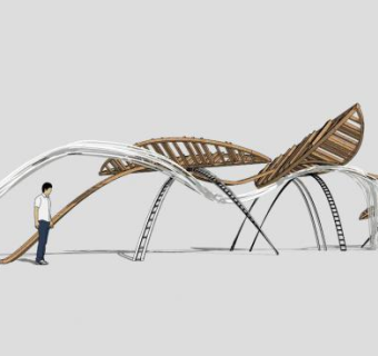 抽象雕塑叶子小品雕塑SU模型下载_sketchup草图大师SKP模型