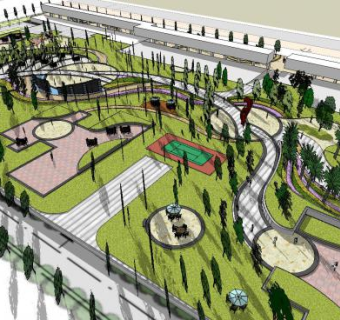 室外小区景观设科平面总图SU模型