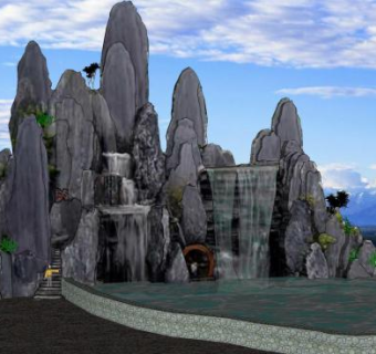 中式假山石庭院景观小假山SU模型下载_sketchup草图大师SKP模型