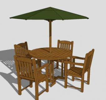 太阳伞遮阳伞桌椅SU模型下载_sketchup草图大师SKP模型