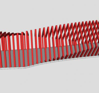 红色廊架矩形边框SU模型下载_sketchup草图大师SKP模型