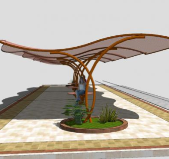 欧式廊架休闲遮阳SU模型下载_sketchup草图大师SKP模型