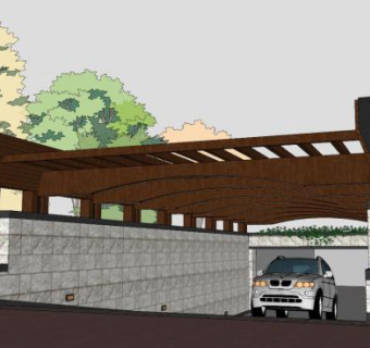 地下车停车场车库入口SU模型下载_sketchup草图大师SKP模型