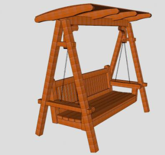 休闲秋千吊椅庭院SU模型下载_sketchup草图大师SKP模型