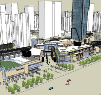 商业街现代建筑大楼SU模型