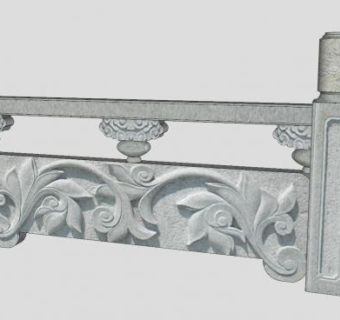 石雕栏杆栏板围墙SU模型下载_sketchup草图大师SKP模型