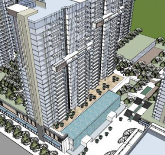 现代风格高层小区高层住宅SU模型