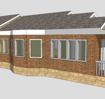 简易建筑农场别墅SU模型下载_sketchup草图大师SKP模型