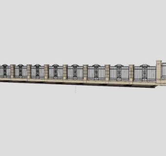 欧式风格围墙护栏SU模型下载_sketchup草图大师SKP模型