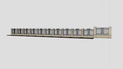 欧式风格围墙护栏SU模型下载_sketchup草图大师SKP模型