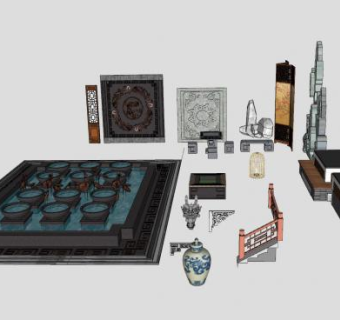 中式小品庭院景观合集SU模型