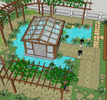 空中花园庭院景观屋顶花园SU模型下载_sketchup草图大师SKP模型