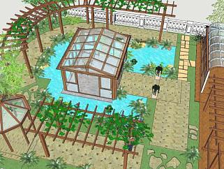 空中花园庭院景观屋顶花园SU模型下载_sketchup草图大师SKP模型
