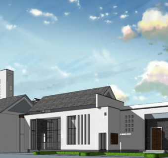 新中式风格会所建筑楼房SU模型下载_sketchup草图大师SKP模型