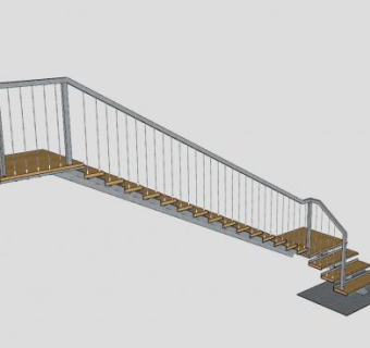 钢丝栏杆楼梯SU模型下载_sketchup草图大师SKP模型