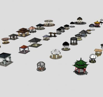 中式凉亭亭子小全集合SU模型