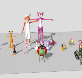3D卡通动物SKP素材SU模型下载_sketchup草图大师SKP模型