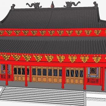 仿古建筑大殿古建宫廷建筑SU模型下载_sketchup草图大师SKP模型