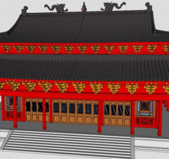 仿古建筑大殿古建宫廷建筑SU模型下载_sketchup草图大师SKP模型