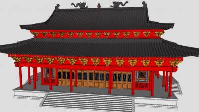 仿古建筑大殿古建宫廷建筑SU模型下载_sketchup草图大师SKP模型