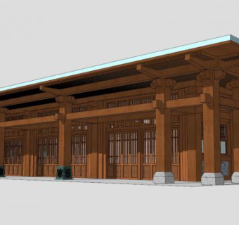 寺庙中山水园休闲中式风格SU模型下载_sketchup草图大师SKP模型