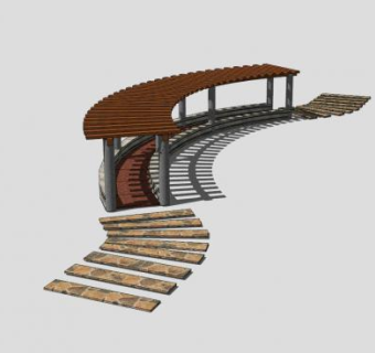 环行廊架景观SU模型下载_sketchup草图大师SKP模型