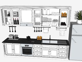 齐全的厨房用具橱柜SU模型下载_sketchup草图大师SKP模型