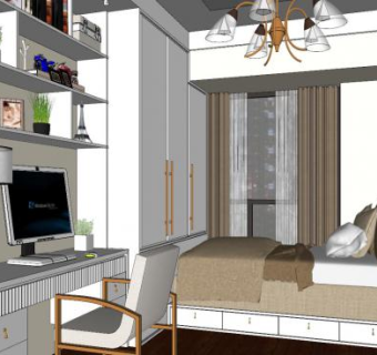 现代风格儿童房住宅建筑SU模型下载_sketchup草图大师SKP模型