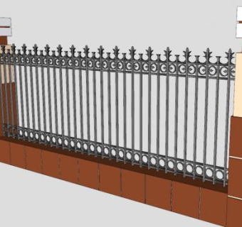 现代简易风格普通围墙铁艺栏杆SU模型下载_sketchup草图大师SKP模型