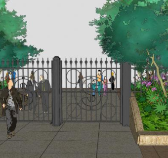 大门岗亭保安亭配置SU模型下载_sketchup草图大师SKP模型