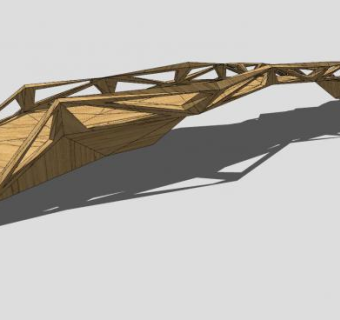 解构概念桥木质设计SU模型下载_sketchup草图大师SKP模型