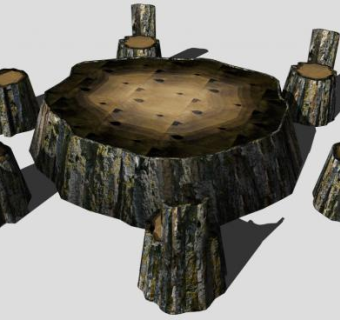 木质座凳树池SU模型下载_sketchup草图大师SKP模型