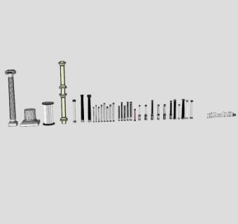 欧式外墙石柱建筑构件SU模型下载_sketchup草图大师SKP模型