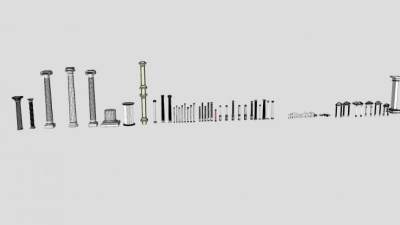 欧式外墙石柱建筑构件SU模型下载_sketchup草图大师SKP模型