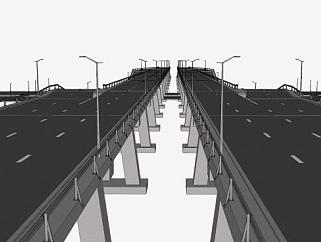 高速<em>公路</em>高架桥桥梁SU模型