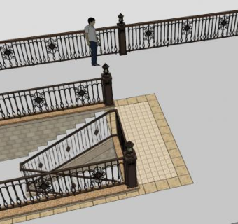 欧式风格楼梯扶手栏杆SU模型下载_sketchup草图大师SKP模型