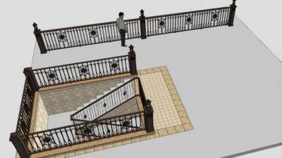 欧式风格楼梯扶手栏杆SU模型下载_sketchup草图大师SKP模型