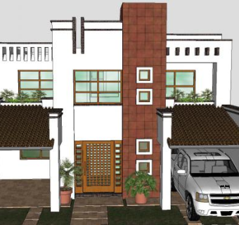 简易风格别墅SU模型下载_sketchup草图大师SKP模型