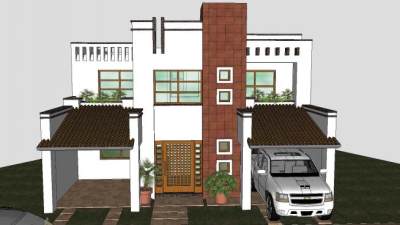 简易风格别墅SU模型下载_sketchup草图大师SKP模型