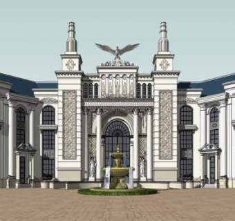 超精细奢华法式会所（斯特拉斯堡风格）SU模型下载_sketchup草图大师SKP模型