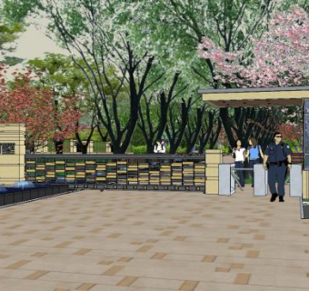 小区龙湖听蓝湾楼房入口无建筑SU模型