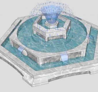 水景喷泉SU模型下载_sketchup草图大师SKP模型