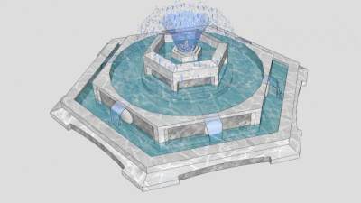 水景喷泉SU模型下载_sketchup草图大师SKP模型