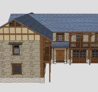 羌族门、窗的运用(客房)中式建筑SU模型下载_sketchup草图大师SKP模型